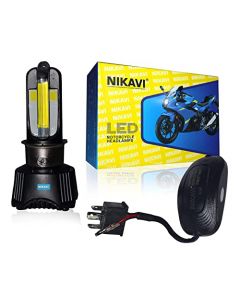 NIKAVI N02K Universal LED Hi/Lo Beam Front Light Bulb Motorcycle Headlight with DRL Function, White (Set of 1)
