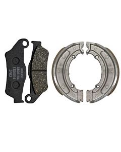 NIKAVI Front & Rear (Combo) Brake Pad + Brake Shoe Set Compatible for Bullet (DP1+BSS11)