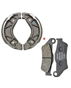 NIKAVI Motorcycle Front & Rear (Combo) Brake Pad + Brake Shoe Set Compatible for Yamaha FZ Old Models (DP1+BSS09)